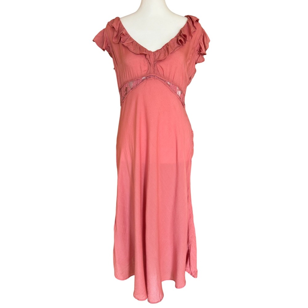 All About You Deepika Padukone Pink Babydoll Sun Dress Ruffle Lace Sz S Read